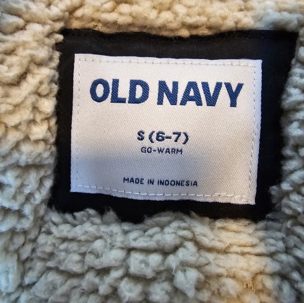 Old Navy Kids Black Winter Sherpa Lined Jacket Size Small 6/7 - Picture 2 of 5